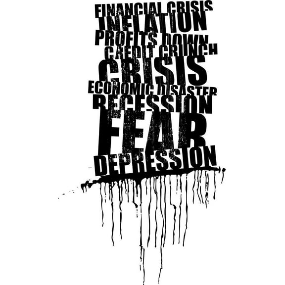 Design With Vinyl Financial Crisis Fear Artwork Credit Crunch Economics Money Debt Wall Decal for Children - Themed Décor - Size: 4 In x 9 In