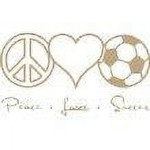 Design With Vinyl Peace Love Soccer Artwork Pitch Ball Penitly Shoot From Spot Wall Decal for Children - Themed Décor - Size: 15 In x 20 In