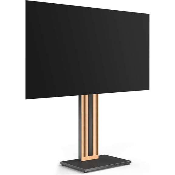 Design Wood TV Stand Swivel Mount with Hidden Back Storage for 32-65 inch TV Screens, Scandinavian Style Tall Floor TV Stand for Home Decor with Reinforced Base, Zen Series, Black