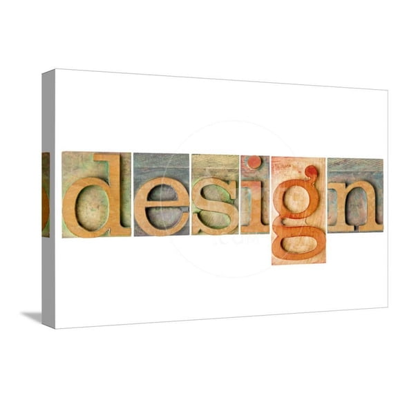 Design Word  a Collage of Isolated Letterpress Wood Type Printing Blocks, Stretched Canvas Wall Art by PixelsAway Sold by Art.Com