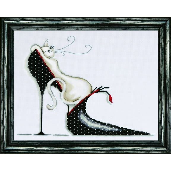 Design Works Counted Cross Stitch Kit 10"X13"-Polka Dot Shoe (14 Count)