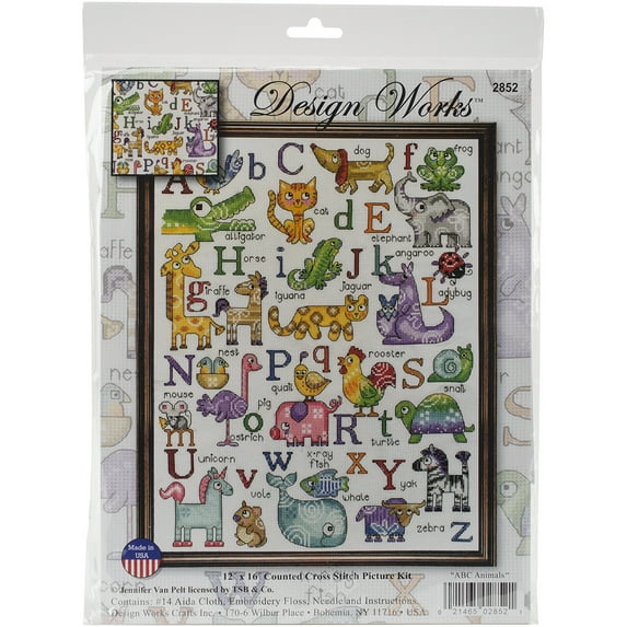 Design Works Counted Cross Stitch Kit 12"X16"-ABC Animals (14 Count)