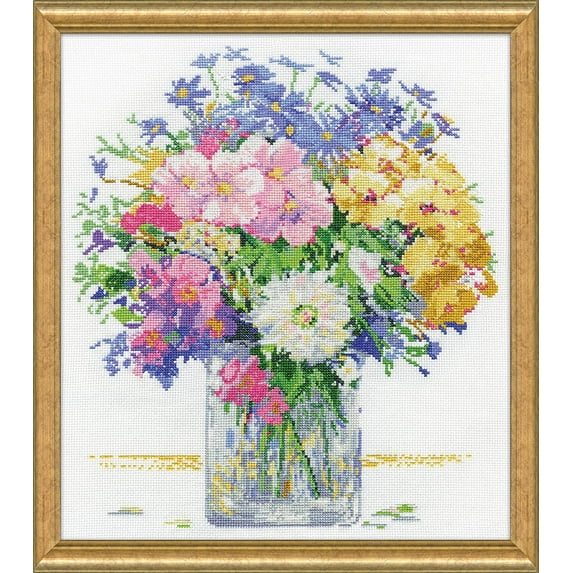 Design Works Counted Cross Stitch Kit 13"X14"-Pastel Floral (14 Count)