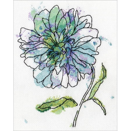 Design Works Counted Cross Stitch Kit 5"X7"-Blue Floral (14 Count)