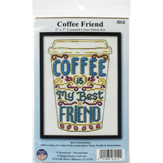 Design Works Counted Cross Stitch Kit 5"X7"-Coffee (14 Count)