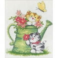 thumbnail image 1 of Design Works Counted Cross Stitch Kit 8"X10"-Watering Can Cats (14 Count), 1 of 3