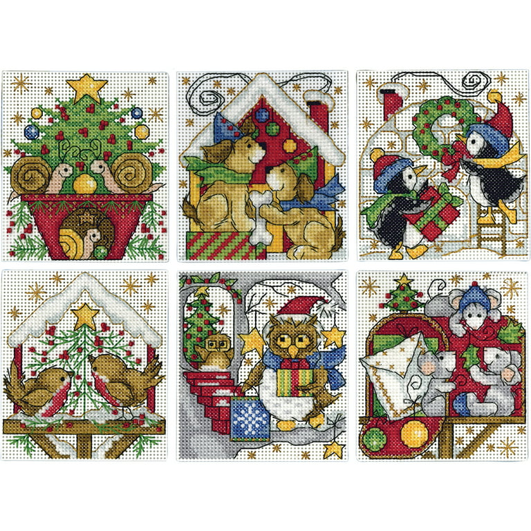 Design Works Counted Cross Stitch Kit 3.5X4 Set of 6-home for Christmas Ornaments (14 Count)