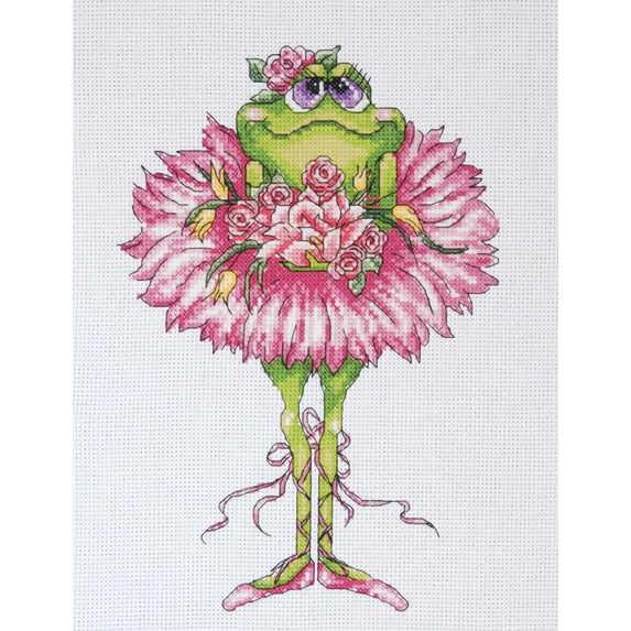 Design Works Crafts Tobin Frog Bouquet Counted Cross Stitch Kit-7"X10" 14 Count