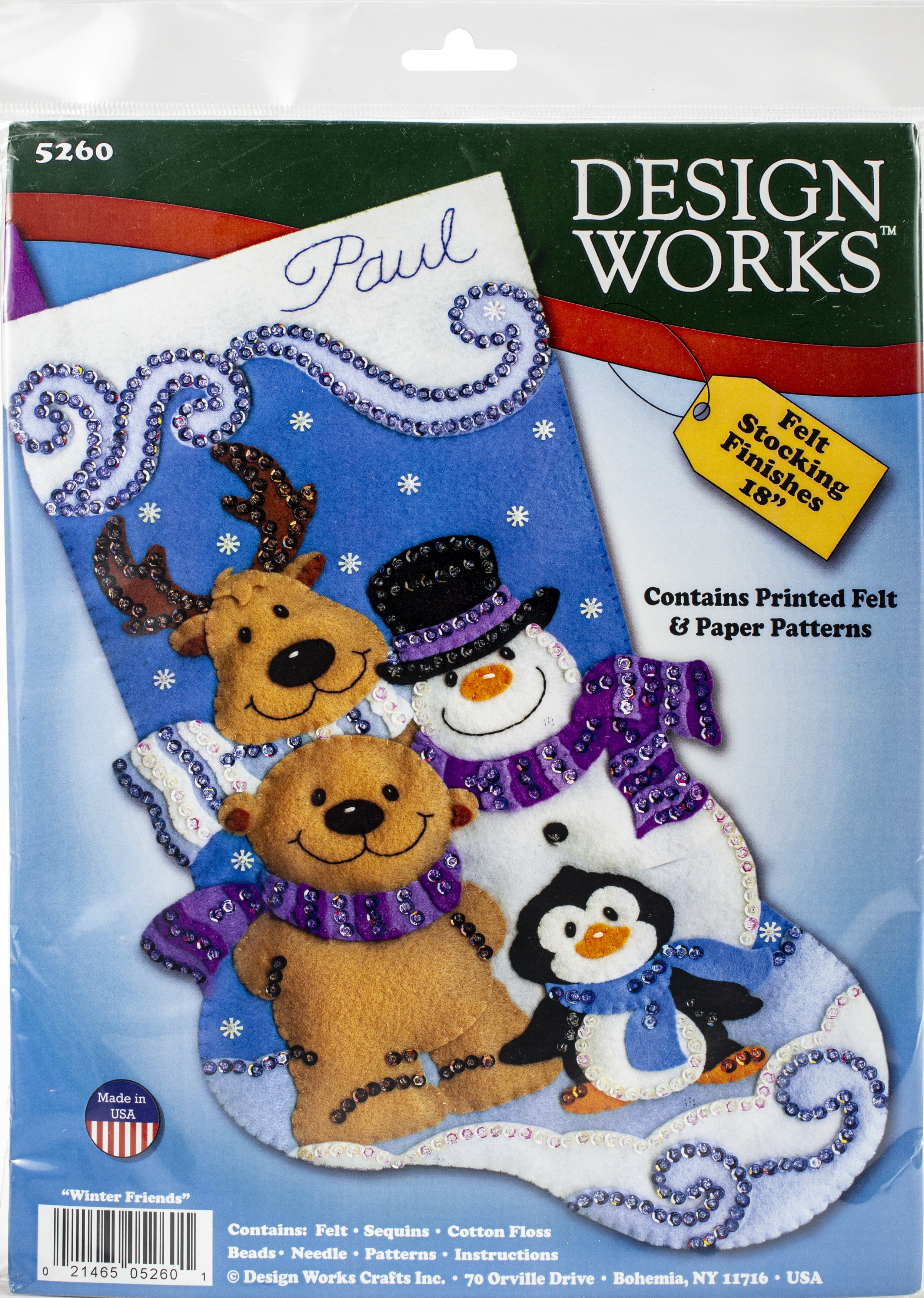 Winter Friends 18" Felt Stocking Applique Kit