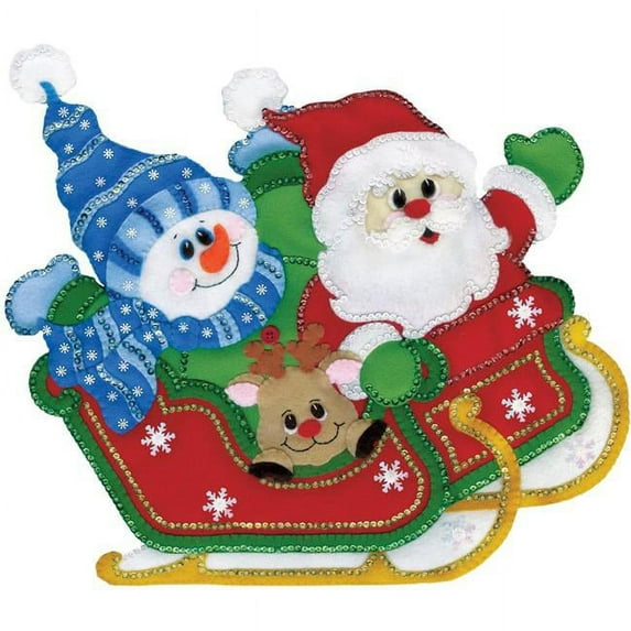Design Works Felt Wall Hanging Applique Kit 16"X18"-Sleigh Ride