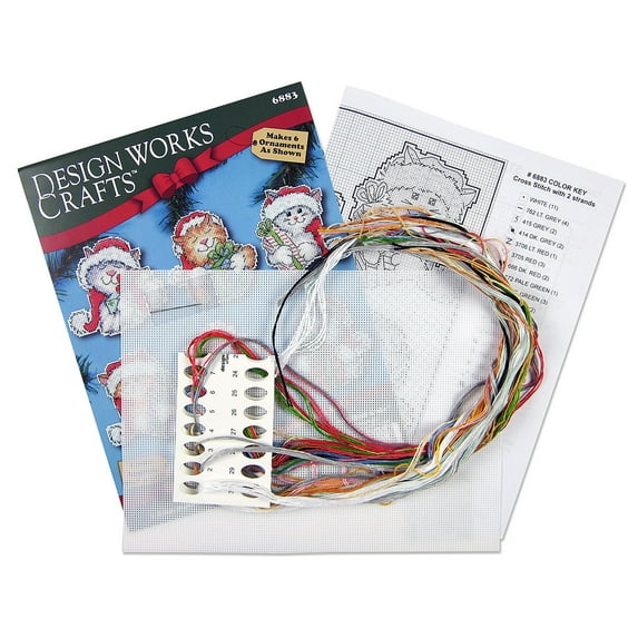 Design Works Plastic Canvas Ornament Kit 3.5"X3.5" Set of 6-Cats (14 Count)