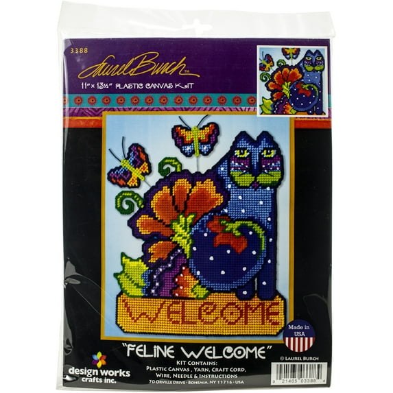 Design Works Plastic Canvas Wall Decor Kit 11"X13"-Feline Welcome