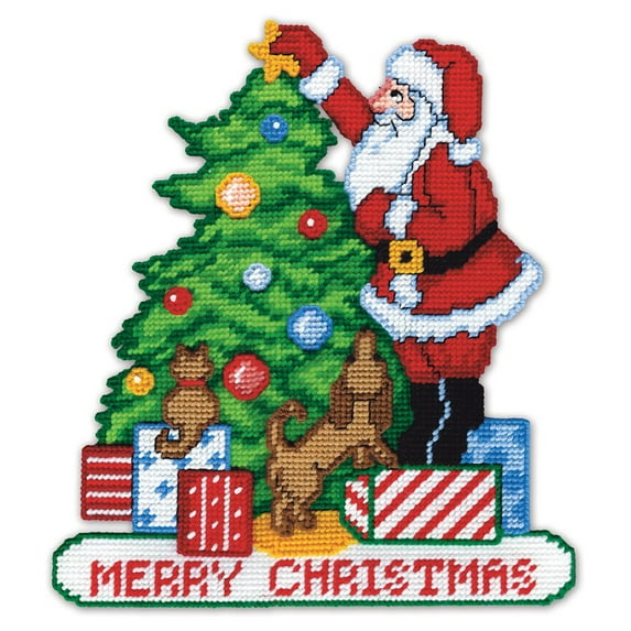 Design Works Santa Decorating Tree Plastic Canvas Kit