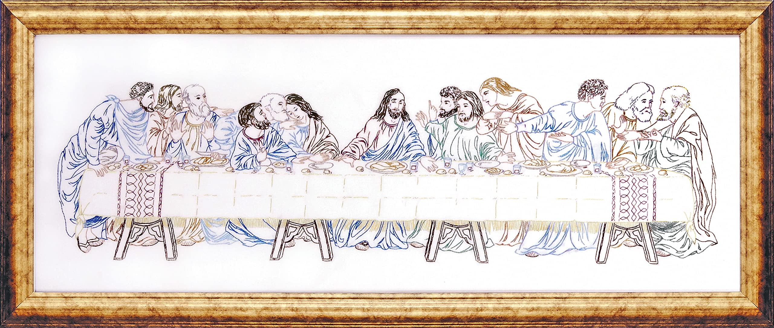 Design Works Stamped Embroidery Kit 9"x24"-last Supper-stitched In Floss