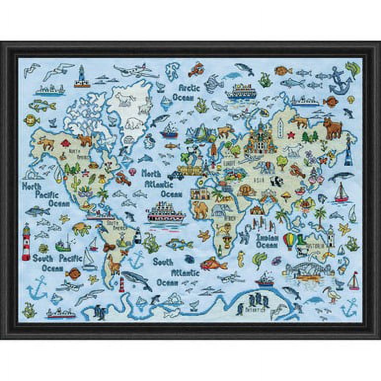 Old World Map Counted Cross Stitch Kits Patterns Unprinted Fabric  Embroidery Set 11 14CT DIY Handmade Needlework Home Decoration