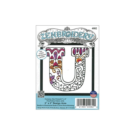 Design Works Zenbroidery Fabric 5x5 Letter U