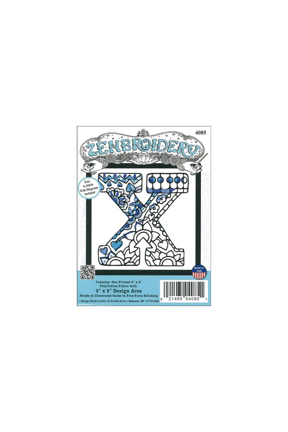Design Works Zenbroidery Fabric 5x5 Letter X