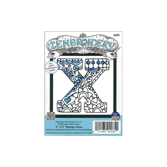 Design Works Zenbroidery Fabric 5x5 Letter X