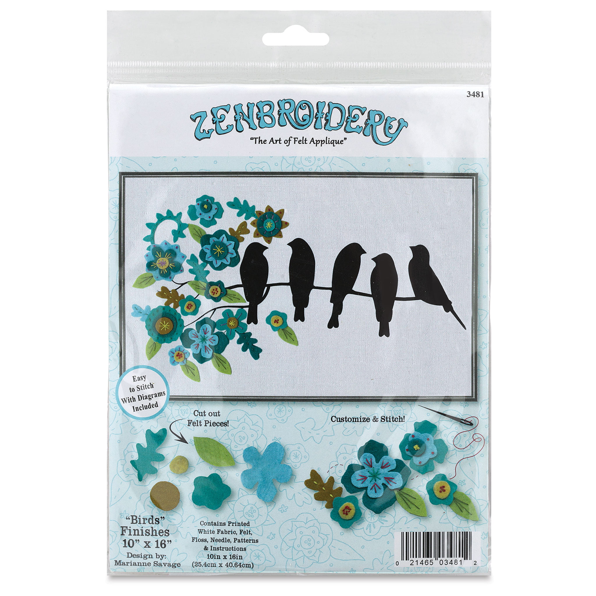 Design Works Zenbroidery Felt Applique Kits - Bird Silhouette
