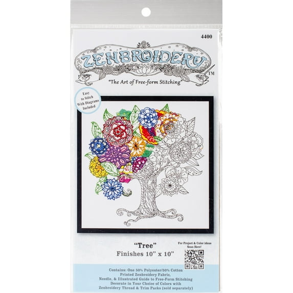 Design Works/Zenbroidery Stamped Embroidery Kit 10"X10"-Tree