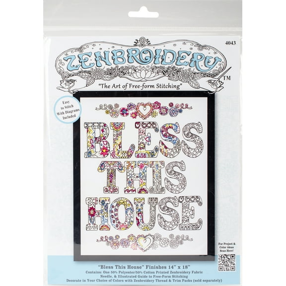 Design Works/Zenbroidery Stamped Embroidery Kit 12"X12"-Bless This House