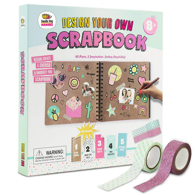 Design Your Own Pink Scrapbook by Doodle Hog, Kids Scrapbook Kit, Gifts for  10 Year Old Girl, Personalize & Decorate Your DIY Scrapbook with Washi  Tape, Sticker Sheets, 40-Page Thick Paper, Hardcover 