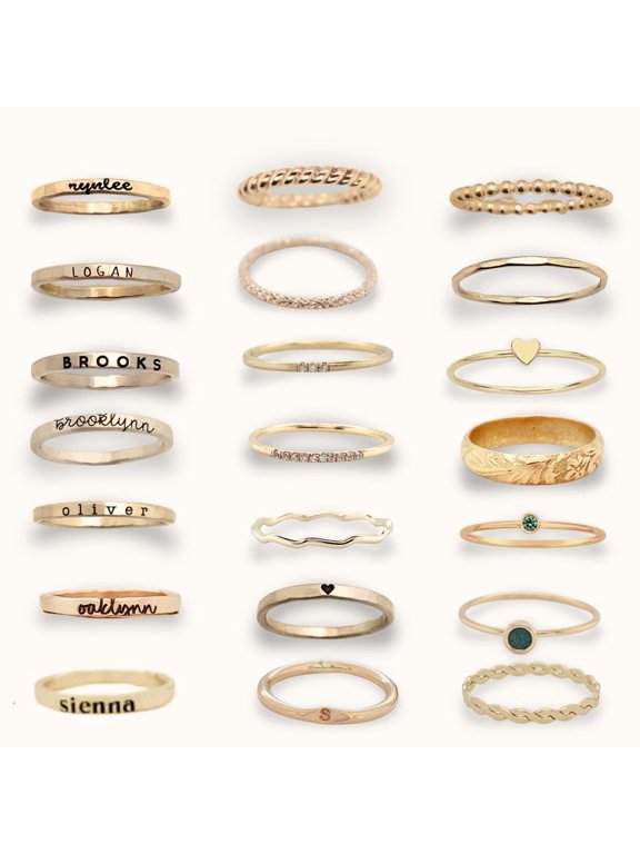 Design Your Own Ring Set | Personalized Stacking Rings with Names, Birthstones & Symbols | Custom Initial Mom Jewelry for Gift