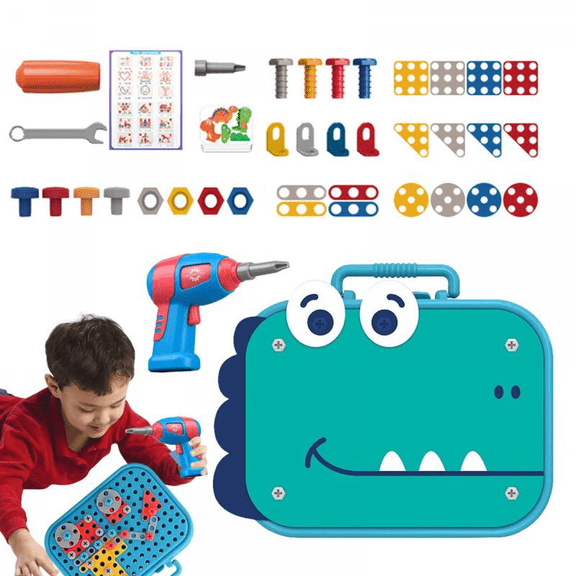 Design and Drill Toy-351 Pieces Create & Design Drill Kit for Kids, DIY Educational Tool Set for Toddlers 3-5