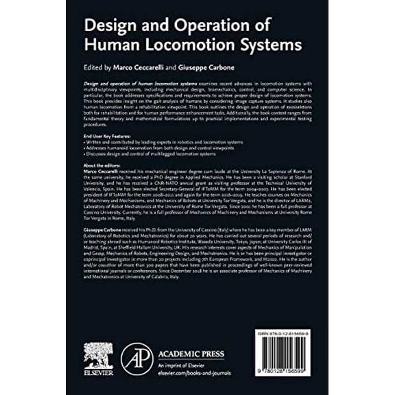 Pre-Owned Design and Operation of Human Locomotion Systems, (Paperback)