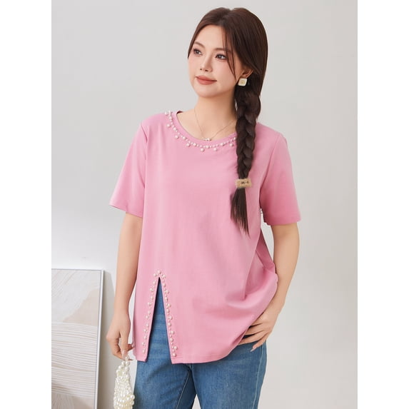 Design beaded slit slim top