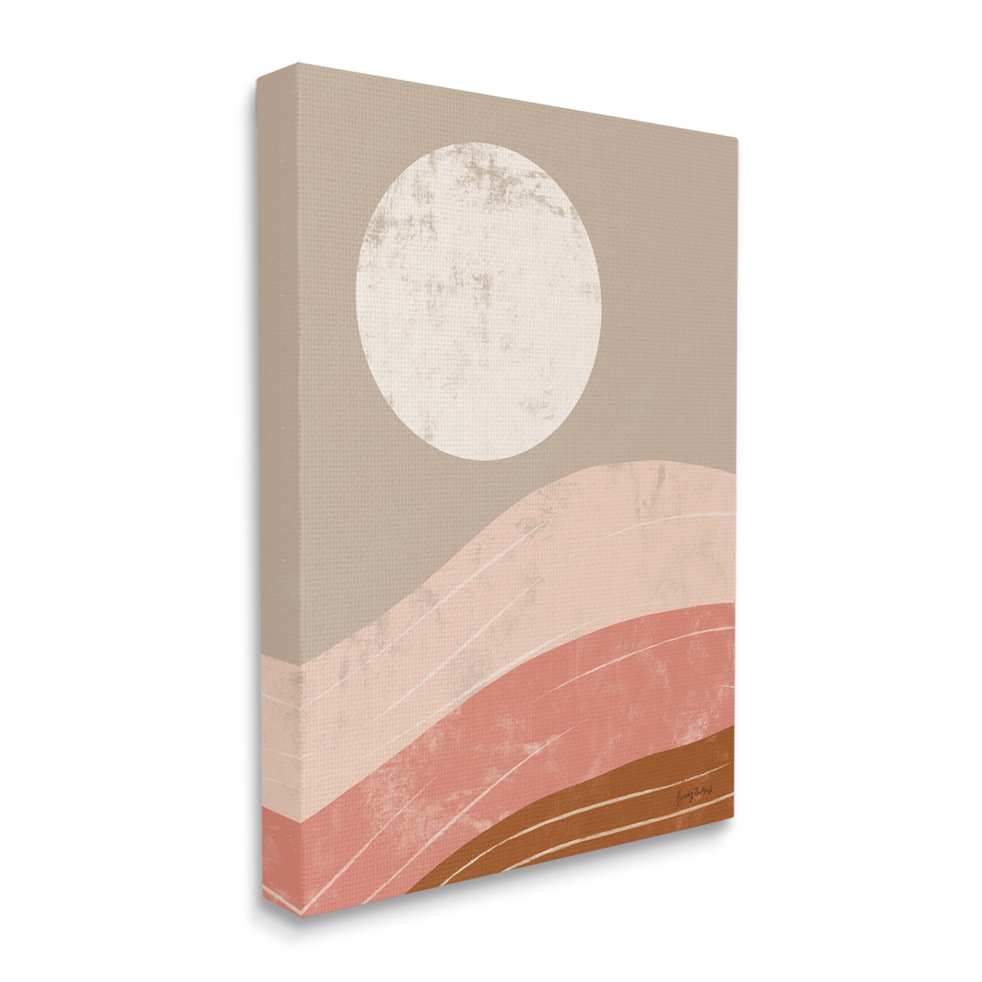 Desert Sun Over Abstract Mountain Landscape Terracotta Brown Canvas Art