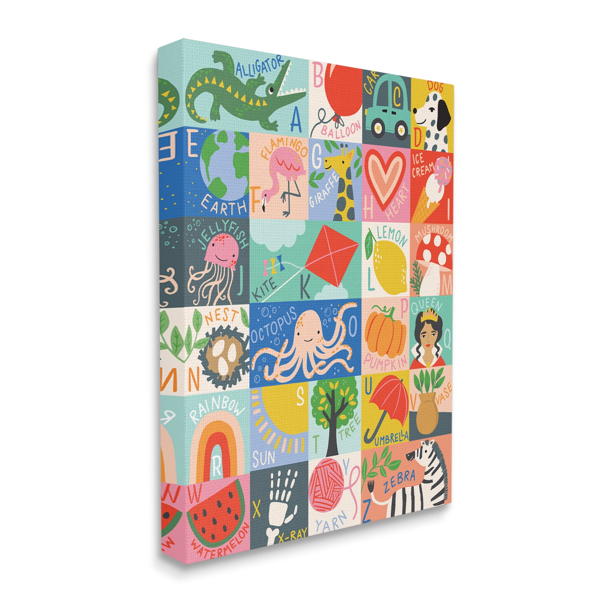 Stupell Industries Patchwork Style Alphabet Playful Kid's ABC Letters, 36 x 48, Design by Caroline Alfreds