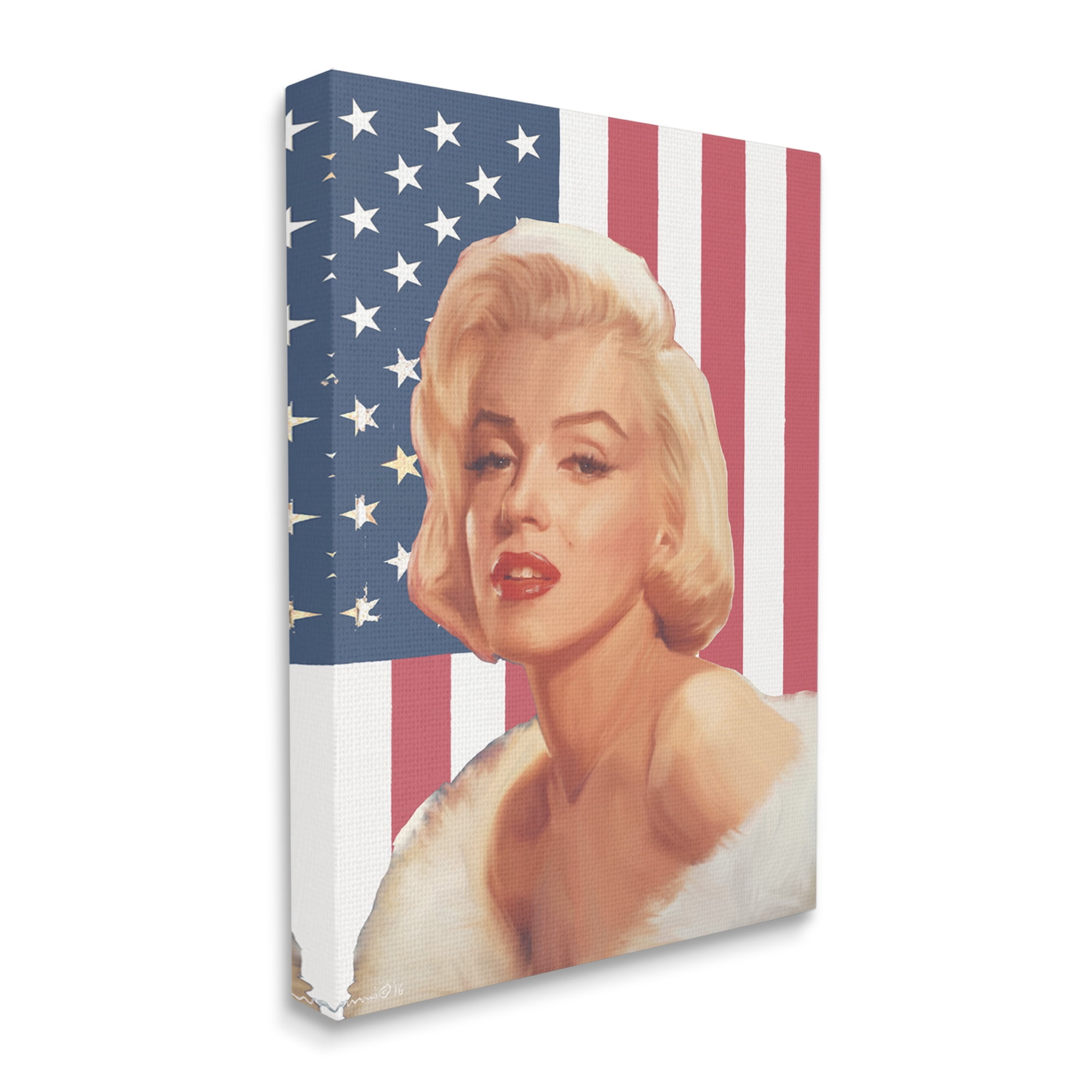 Stupell Industries Vintage Americana Icon Marilyn over US Flag, 24 x 30, Design by Chris Consani