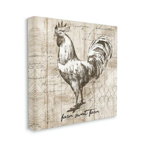 Stupell Industries Farm Sweet Farm Phrase Vintage Rooster and Text, 30 x 30, Design by Conrad Knutsen