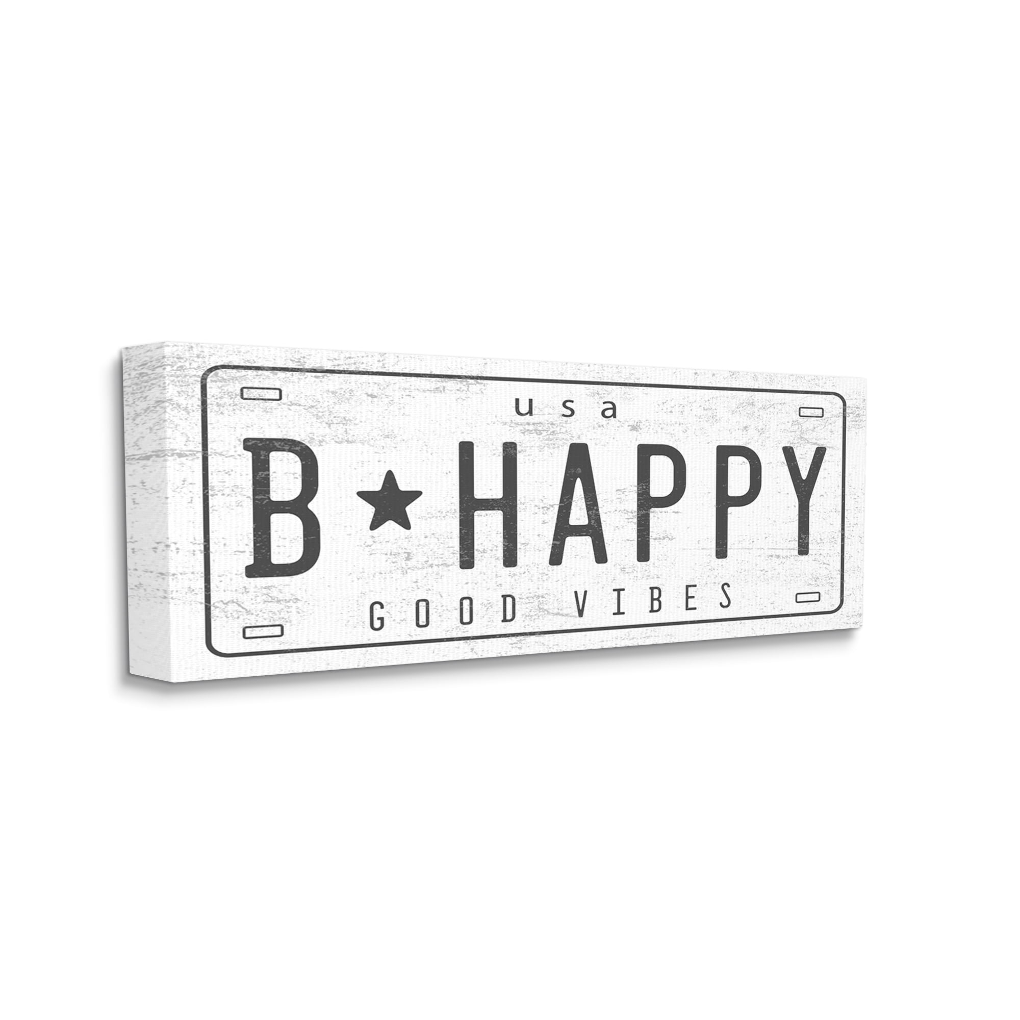 Stupell Industries B Happy Motivational Phrase Good Vibes License Plate , 17 x 40, Design by Daphne Polselli