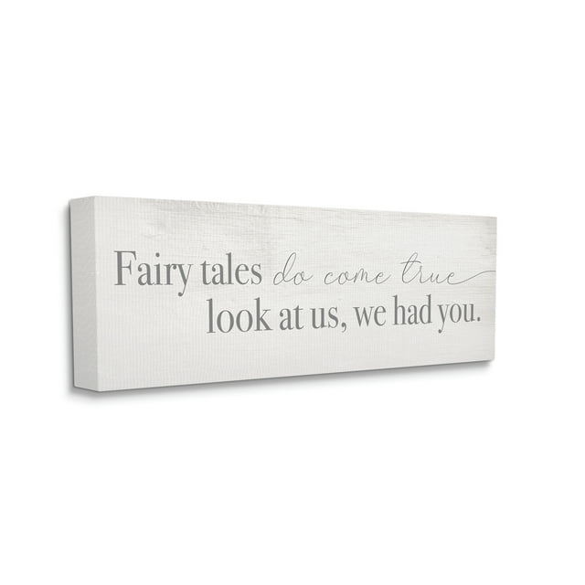 Design by Daphne Polselli Fairy Tales Come True Inspirational Family Children Phrase 30 in x 13 in Painting Canvas Art Print, by Stupell Home Décor