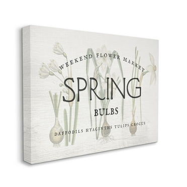 Design by Daphne Polselli Spring Weekend Flower Market Advertisement Vintage Bulbs 48 in x 36 in Painting Canvas Art Print, by Stupell Home Décor