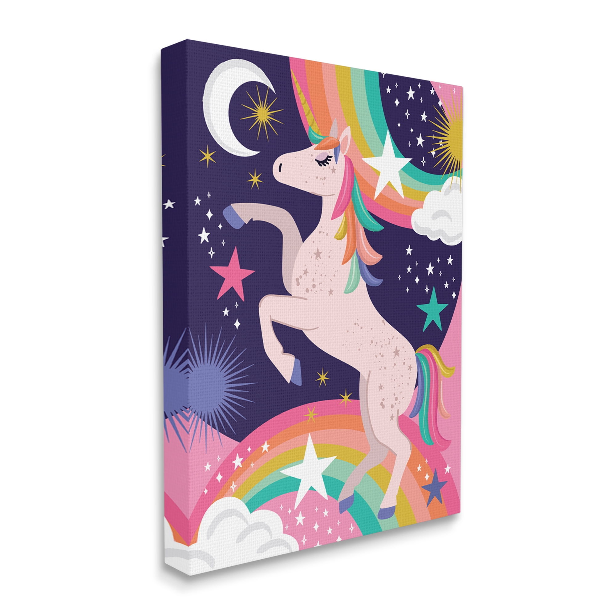 Stupell Industries Magical Space Unicorn Dancing Rainbows Starry Sky, 30 x 40, Design by Lisa Perry Whitebutton