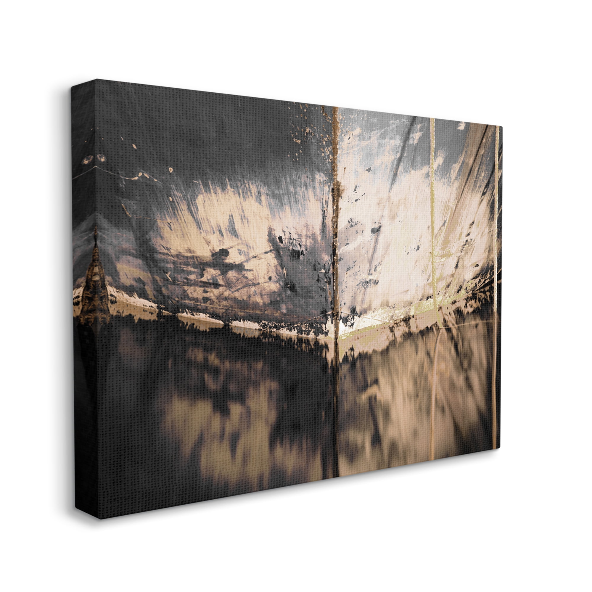 Design by Melissa McClain Abstract Boat Underside Reflection Distressed Murky Lake 40 in x 30 in Painting Canvas Art Print, by Stupell Home Décor