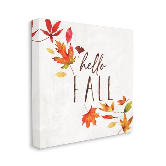 Design by Nina Pierce Hello Fall Autumn Tree Leaves Seasonal Statement 36 in x 36 in Painting Canvas Art Print, by Stupell Home Décor