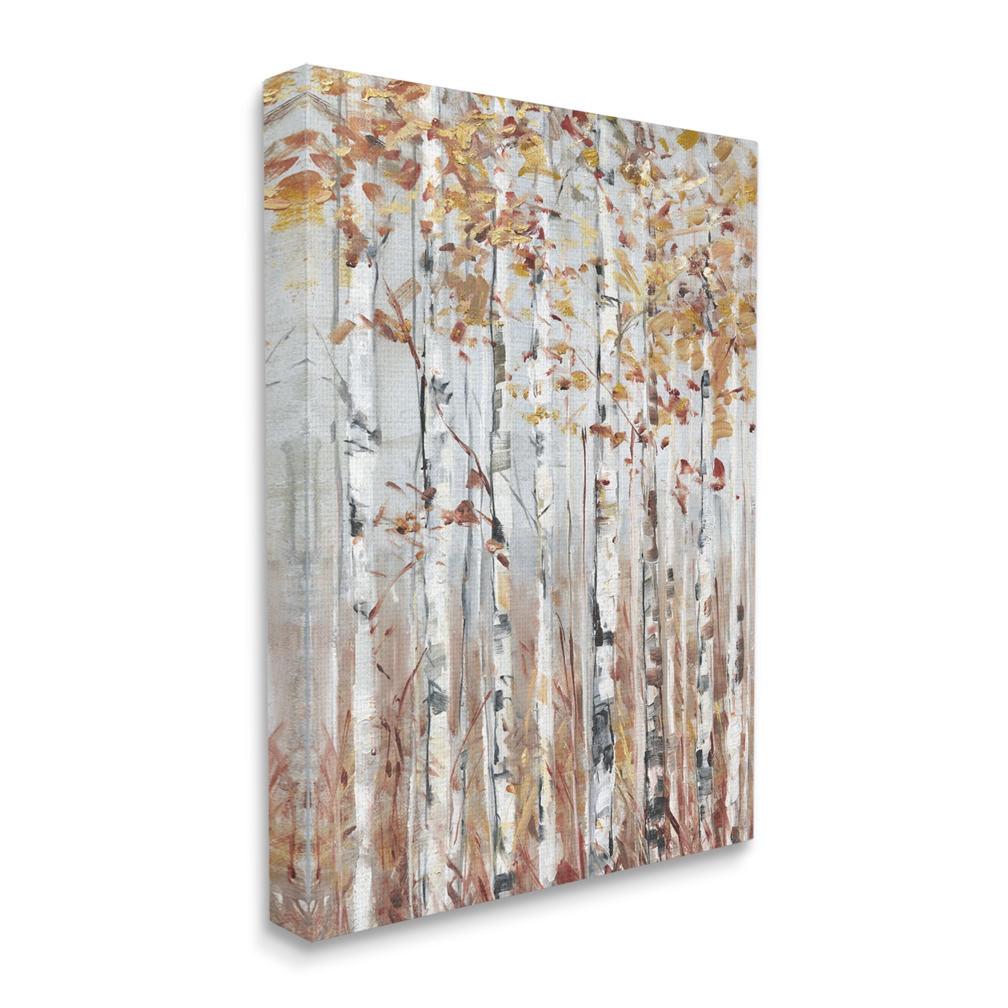 Design by Sally Swatland Autumn Birch Tree Foliage Rustic Forest Landscape 30 in x 40 in Painting Canvas Art Print, by Stupell Home Décor