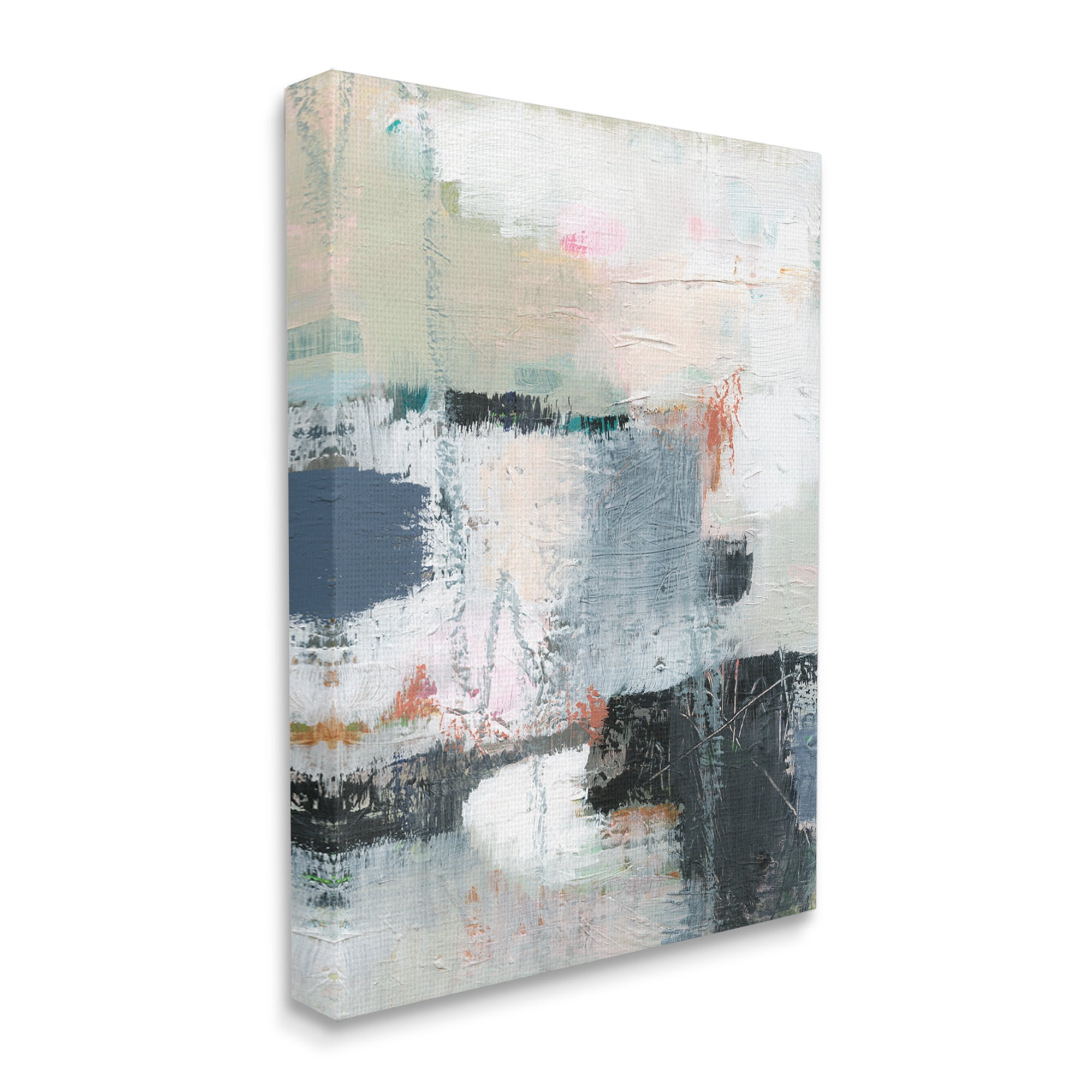 Design by Victoria Barnes Fort Architecture Abstraction Busy Grey Blue Shapes 24 in x 30 in Painting Canvas Art Print, by Stupell Home Décor