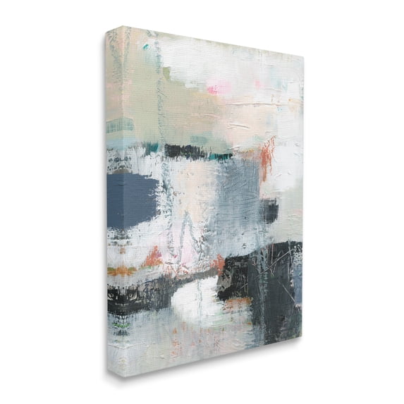 Design by Victoria Barnes Fort Architecture Abstraction Busy Grey Blue Shapes 24 in x 30 in Painting Canvas Art Print, by Stupell Home Décor