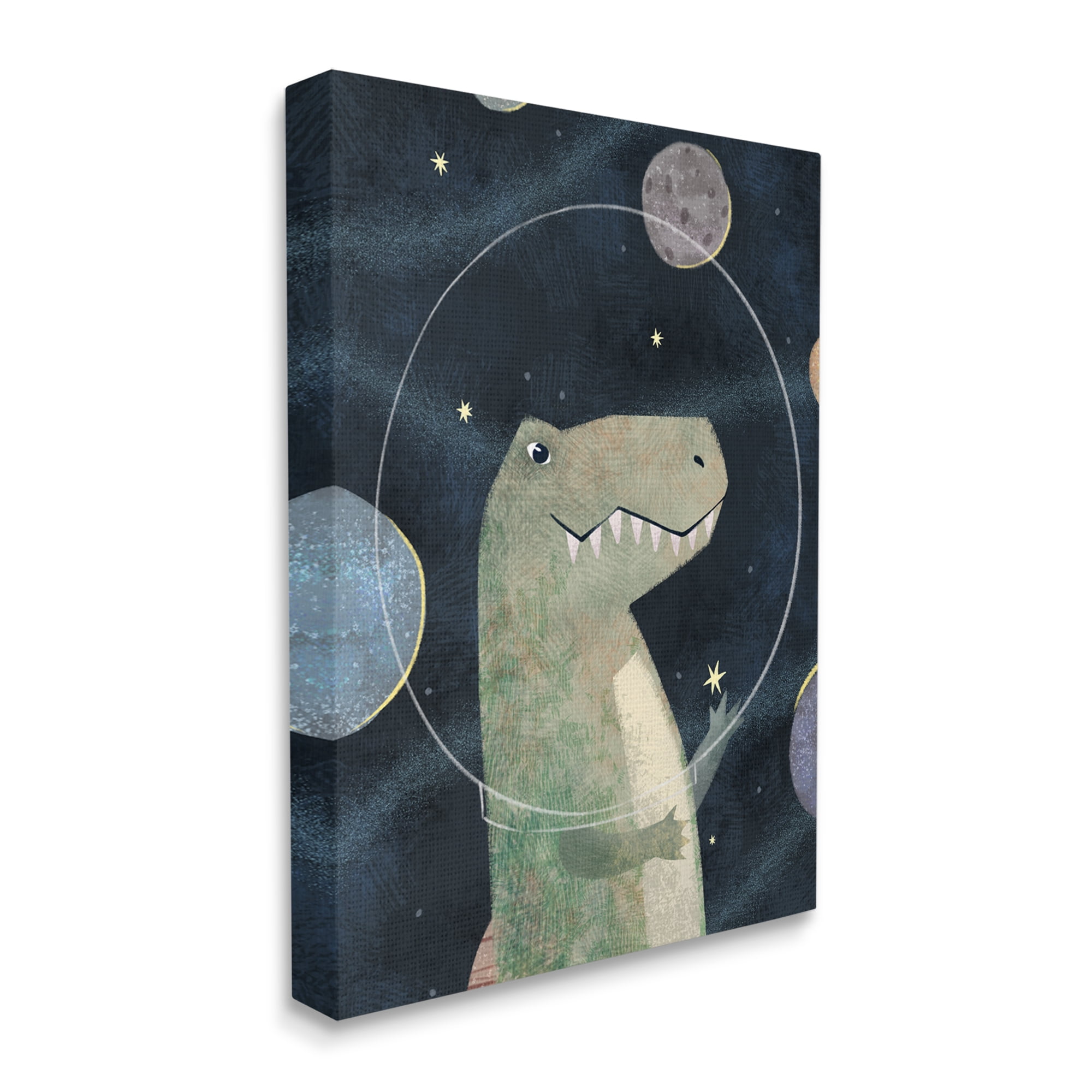 Design by Ziwei Li Outer Space Dinosaur Glass Helmet Galactic Planets 36 in x 48 in Painting Canvas Art Print, by Stupell Home Décor