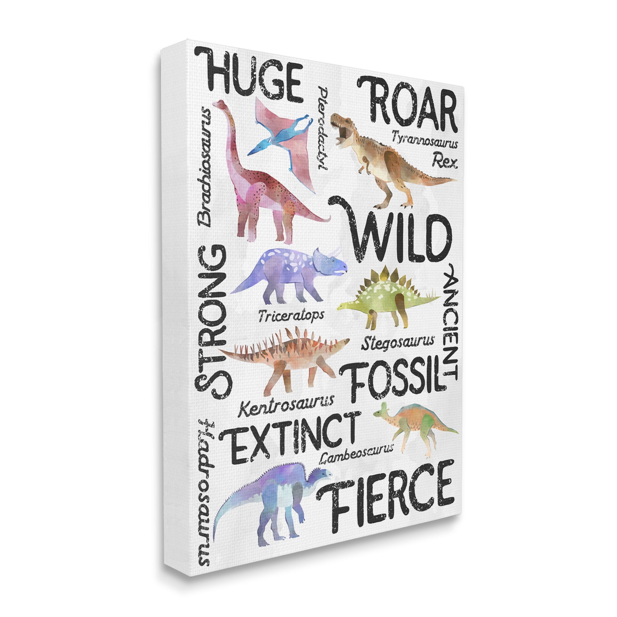 Stupell Industries Prehistoric Dinosaurs and Dino Phrases Playful Illustrations, 30 x 40, Design by Ziwei Li