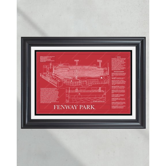 Design drawings for Fenway Park stadium for the Boston Red Sox, printed posters, and baseball-themed murals. 8x12 UNFRAMED