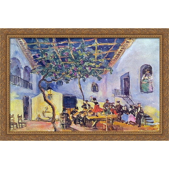 Design for Bizet's opera 'Carmen' 40x28 Large Gold Ornate Wood Framed Canvas Art by Pyotr Konchalovsky