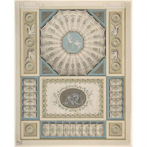 Design for Ceiling Decoration in Neoclassical Style Poster Print by Anonymous Italian Roman 18th Century
