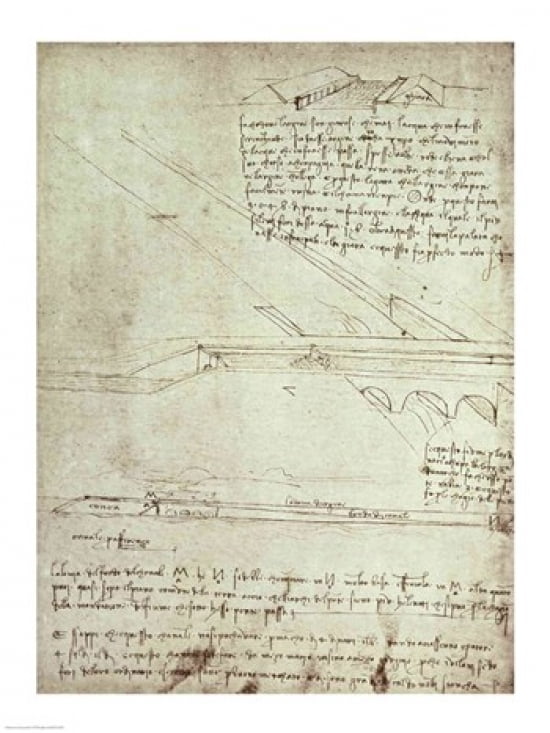 Design for a Bridge Canvas Art - Leonardo Da Vinci (18 x 24)