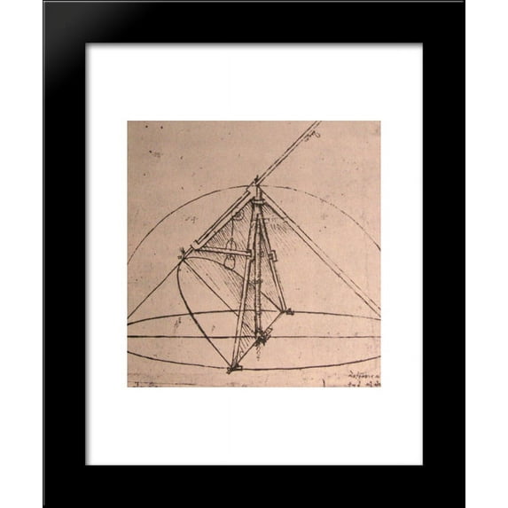 Design for a parabolic compass 20x24 Framed Art Print by Leonardo da Vinci